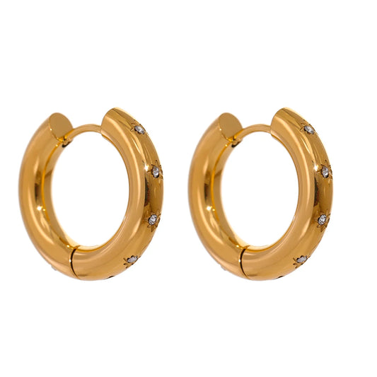 Golden Zirconia Hoop Earrings