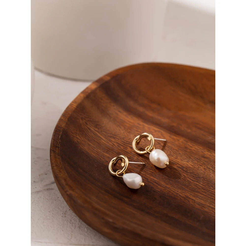 Pearl Drop Knot Earrings