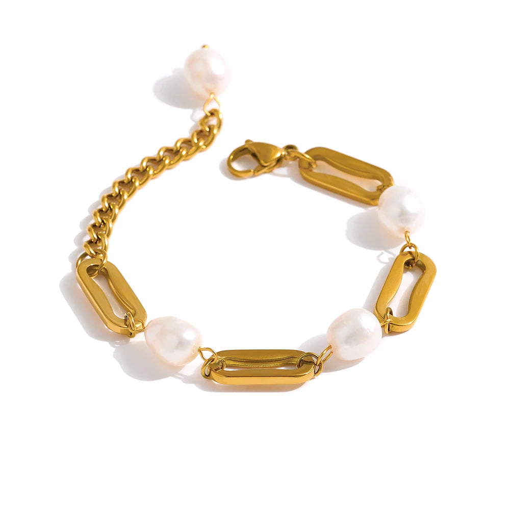 Golden Freshwater Pearl Charm Bracelet