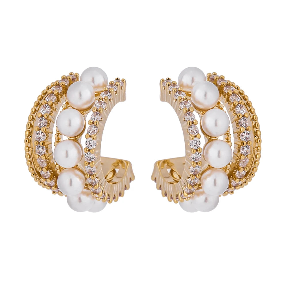 Pearl Crown Hoops