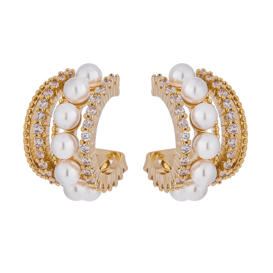 Pearl Crown Hoops