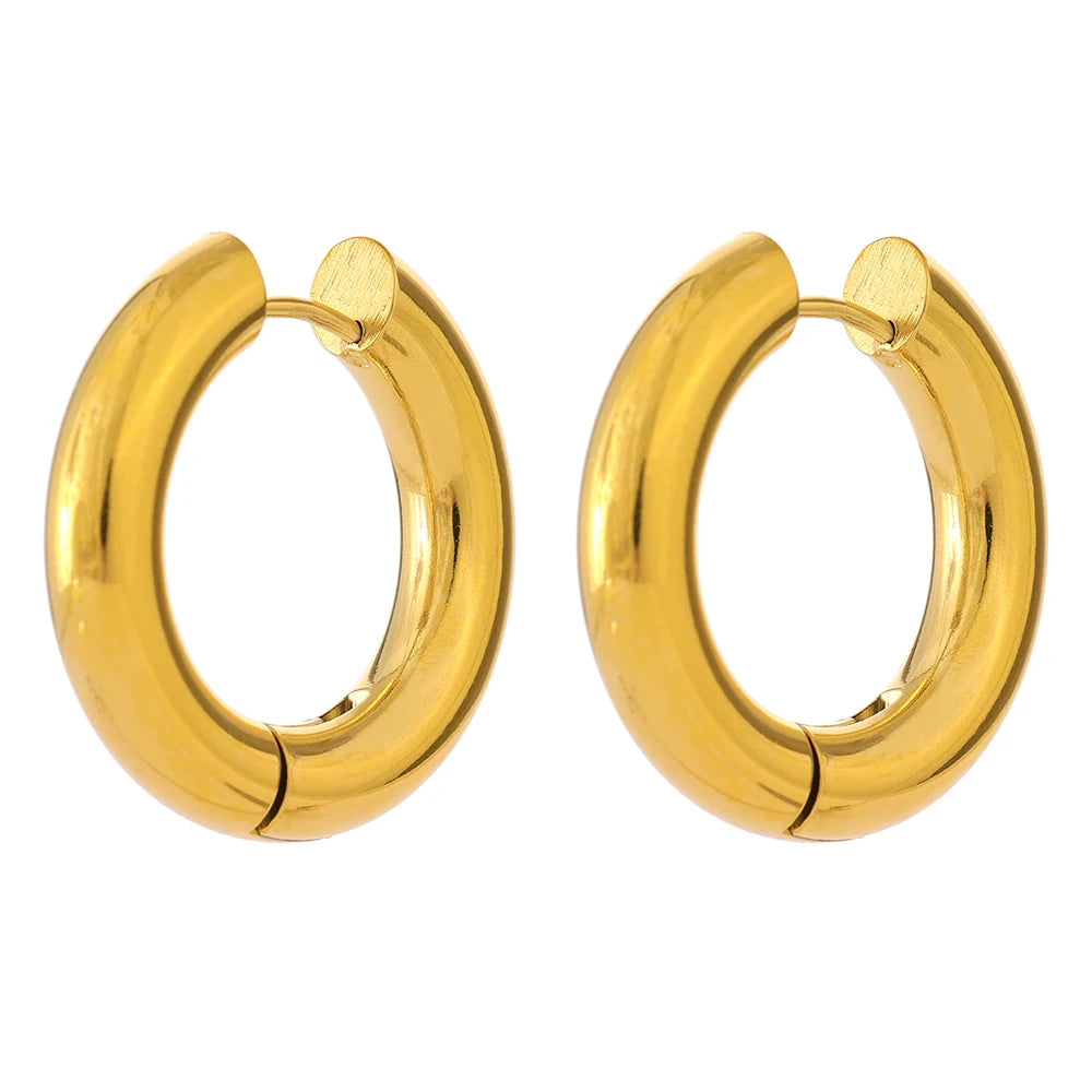 Golden Round Hoop Earrings