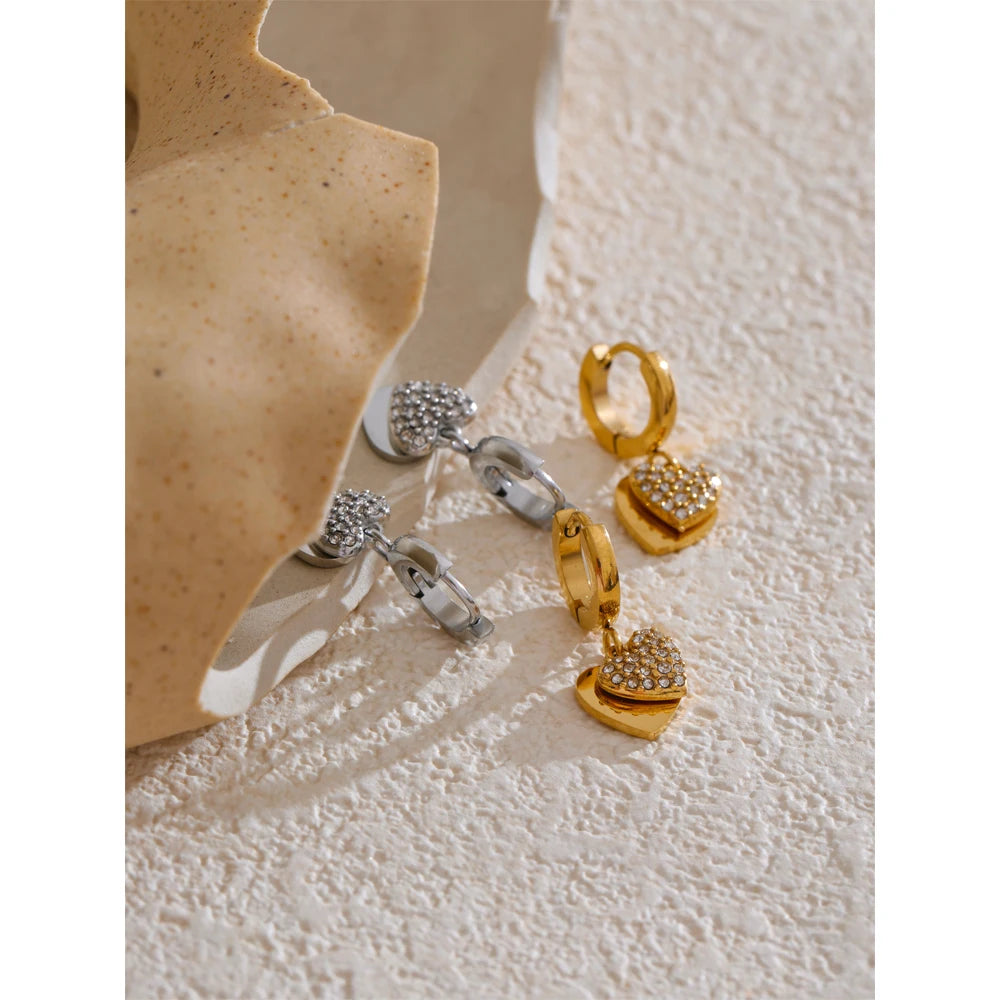 Golden Heart Drop Earrings
