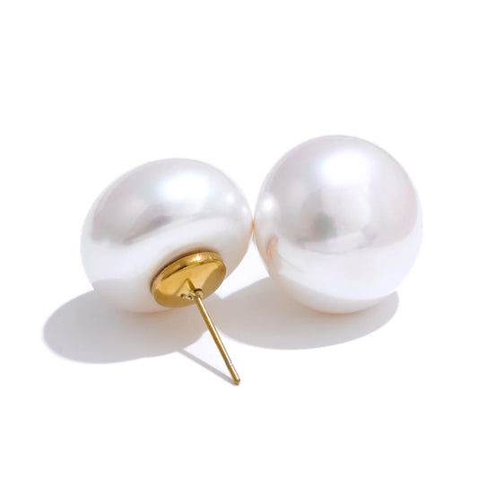 Golden Pearl Stud Earrings