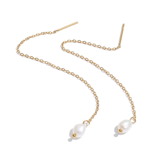 Pearl Drop Chain Earrings