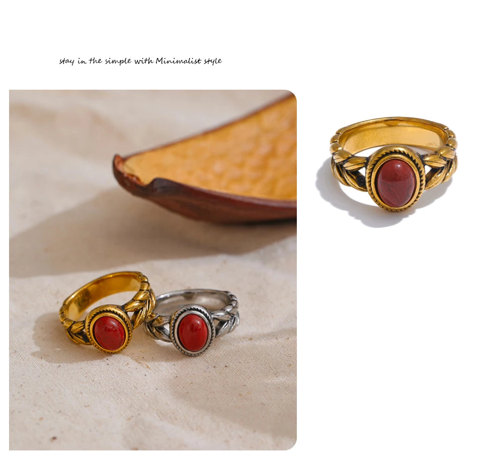 Garnet-Inspired Oval Ring