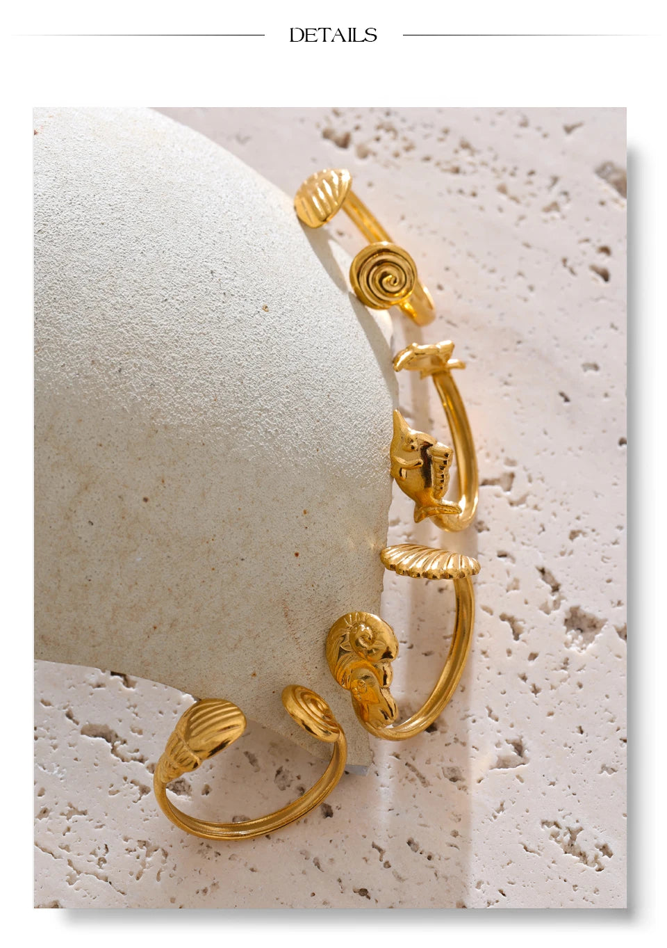 Adjustable Shell Open Ring