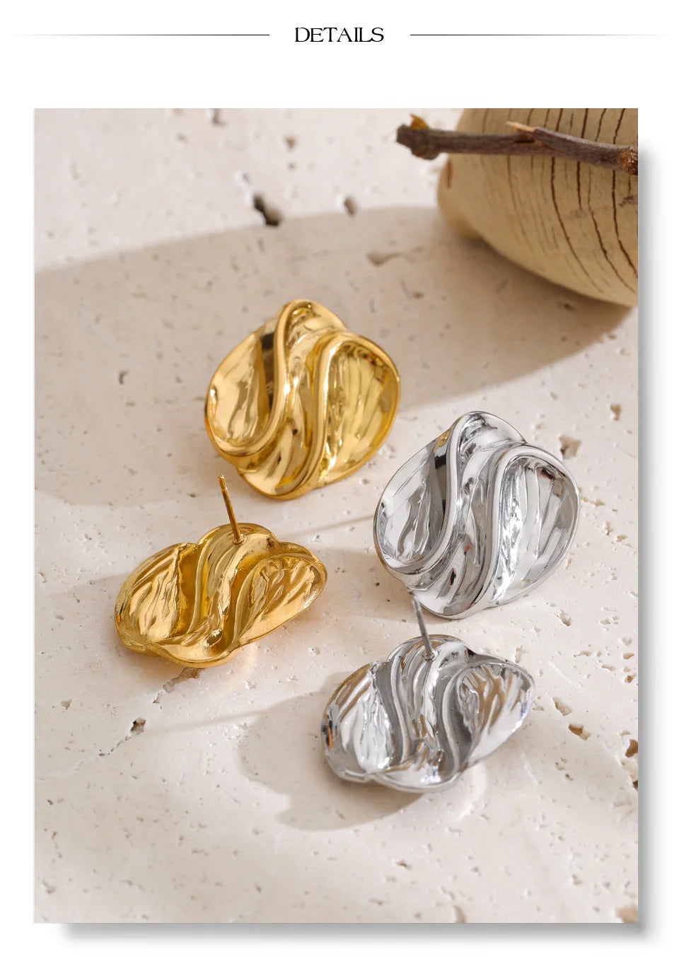 Elegant Sculpted Gold Earrings