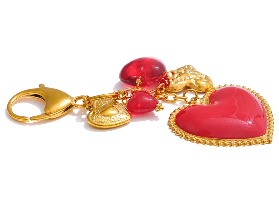 Red Glass Drop Key Chains