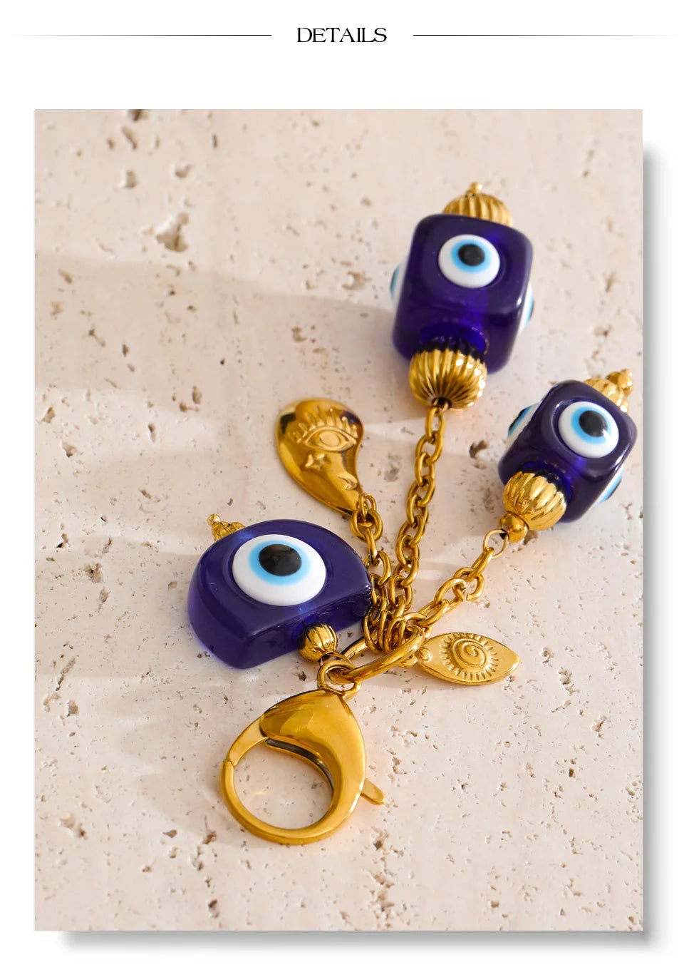 Blue Resin Square Eye Chain Pendant Key Chain