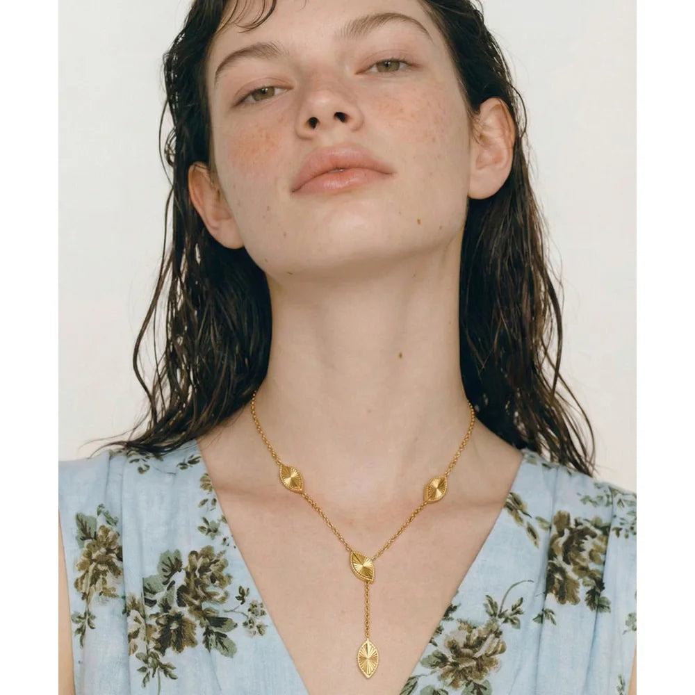 Golden Drop Lariat Necklace
