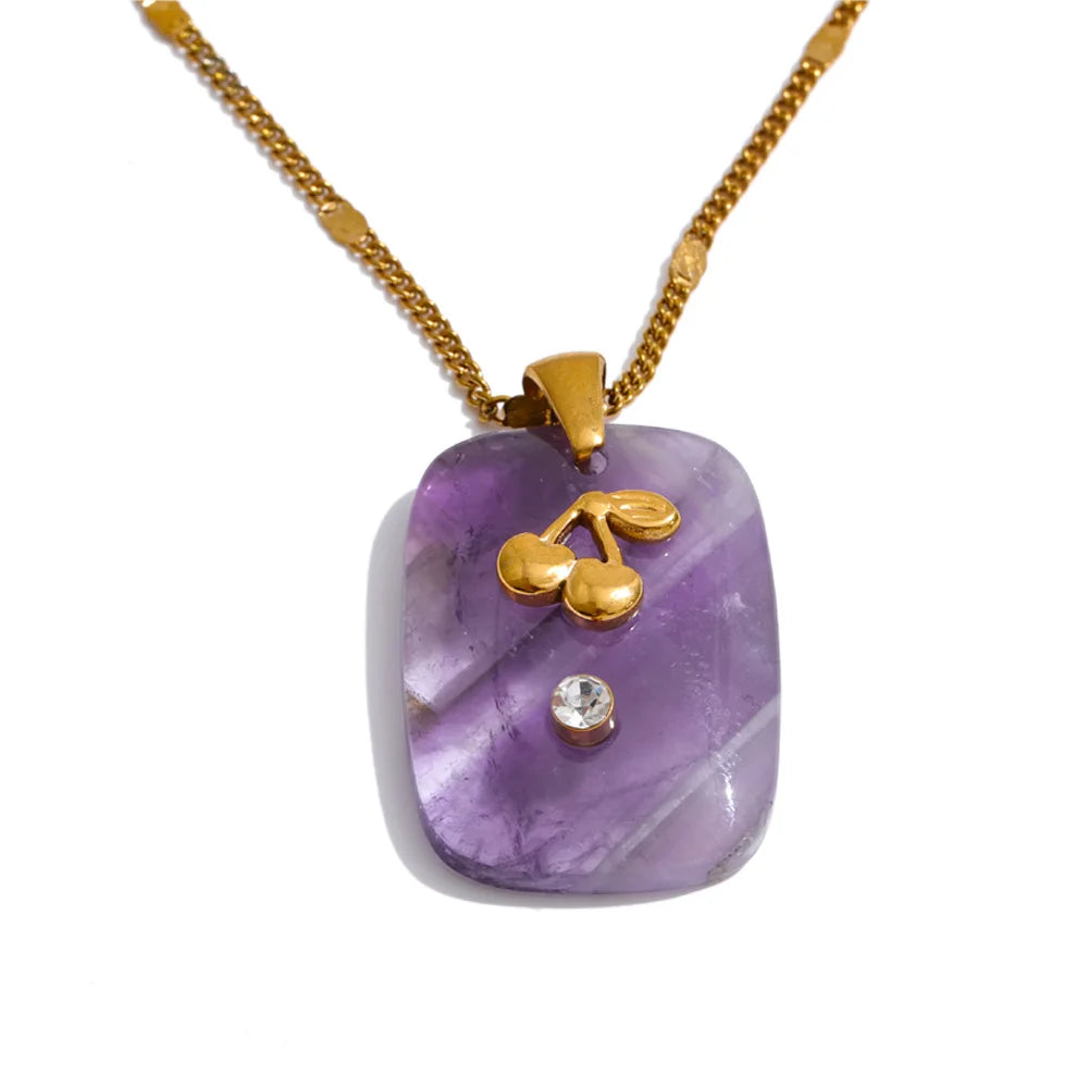 Pastel Stone Charm Necklace Set