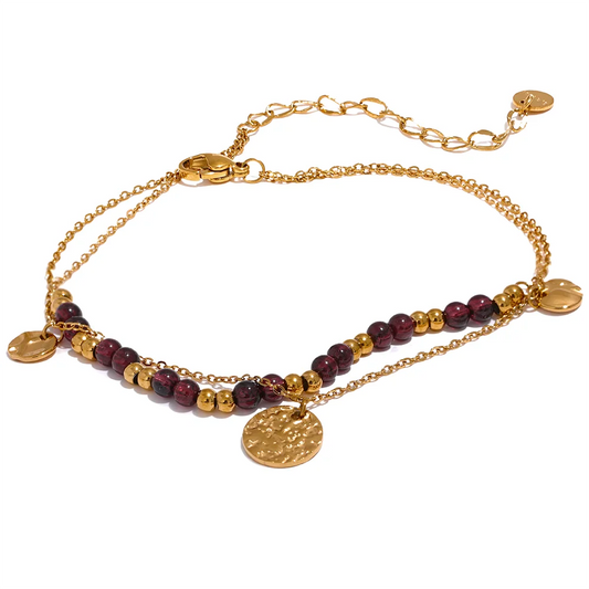 Royal Garnet Layered Anklet