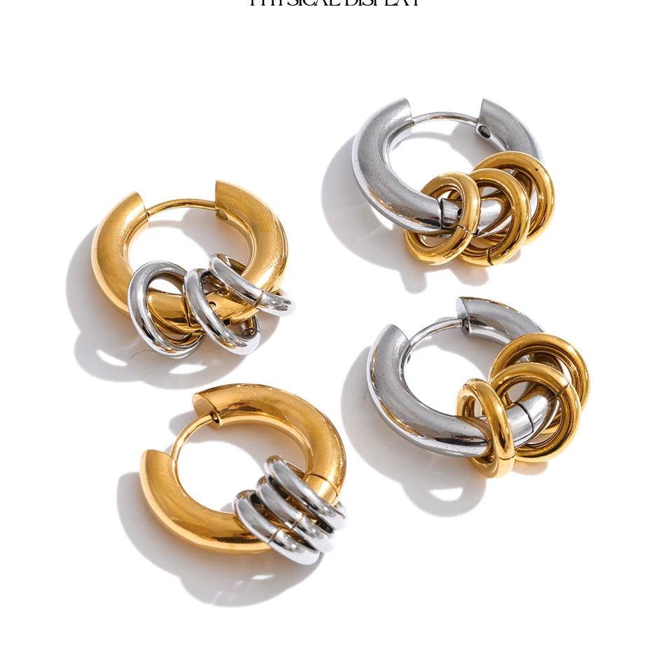 Mixed Metal Hoop Earrings