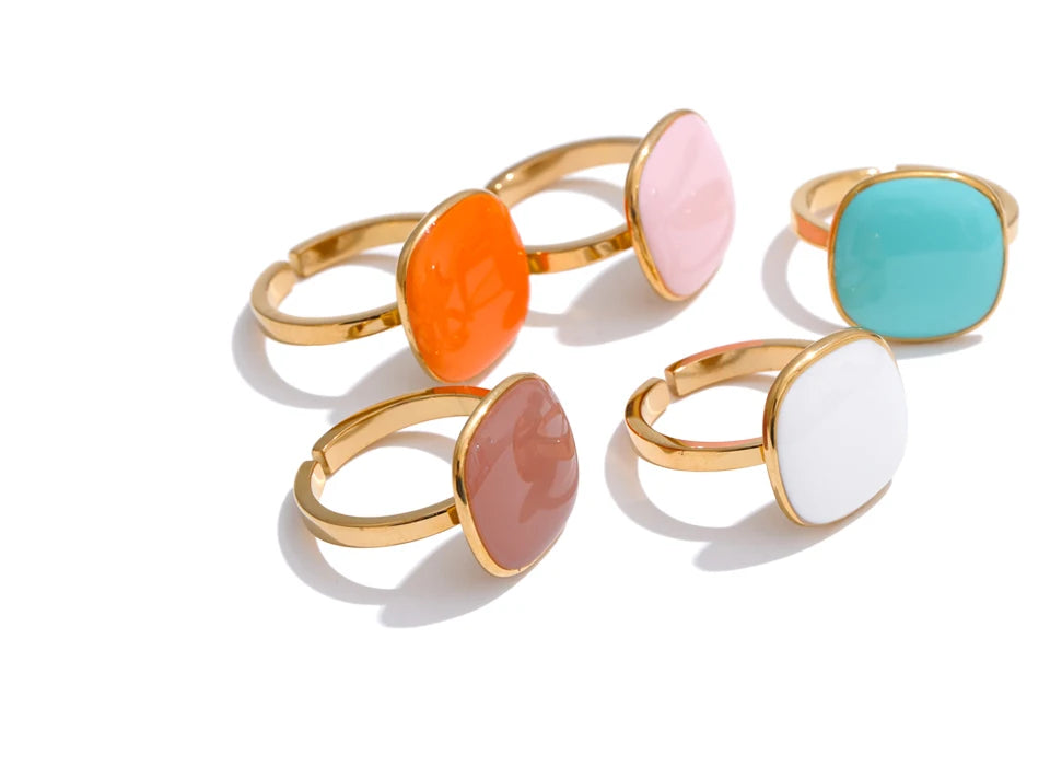 Pastel Stone Ring Set