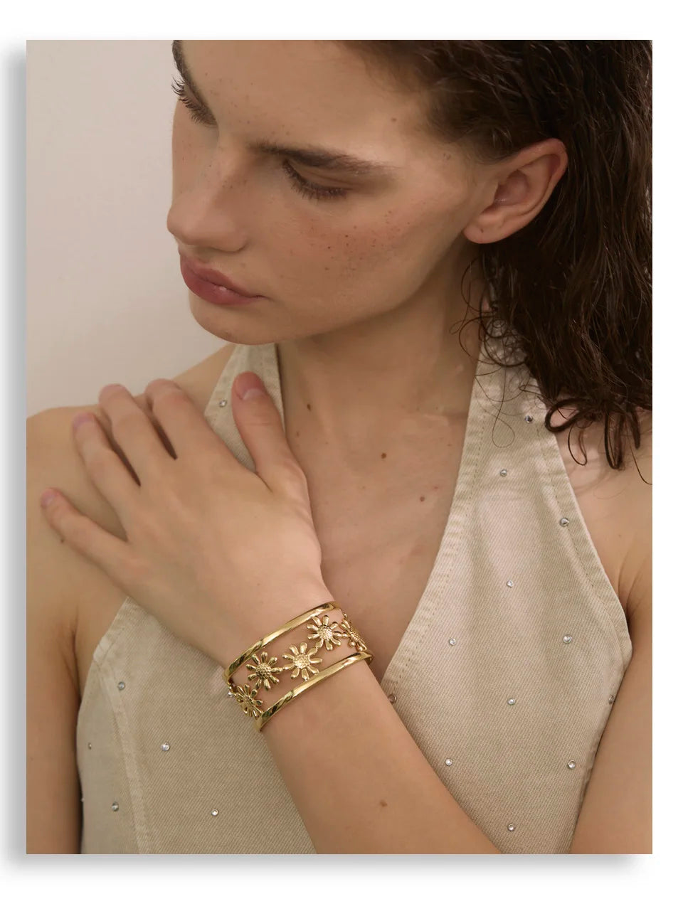 Golden Bloom Cuff Bracelet