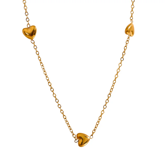 Golden Heart Link Chain Necklace