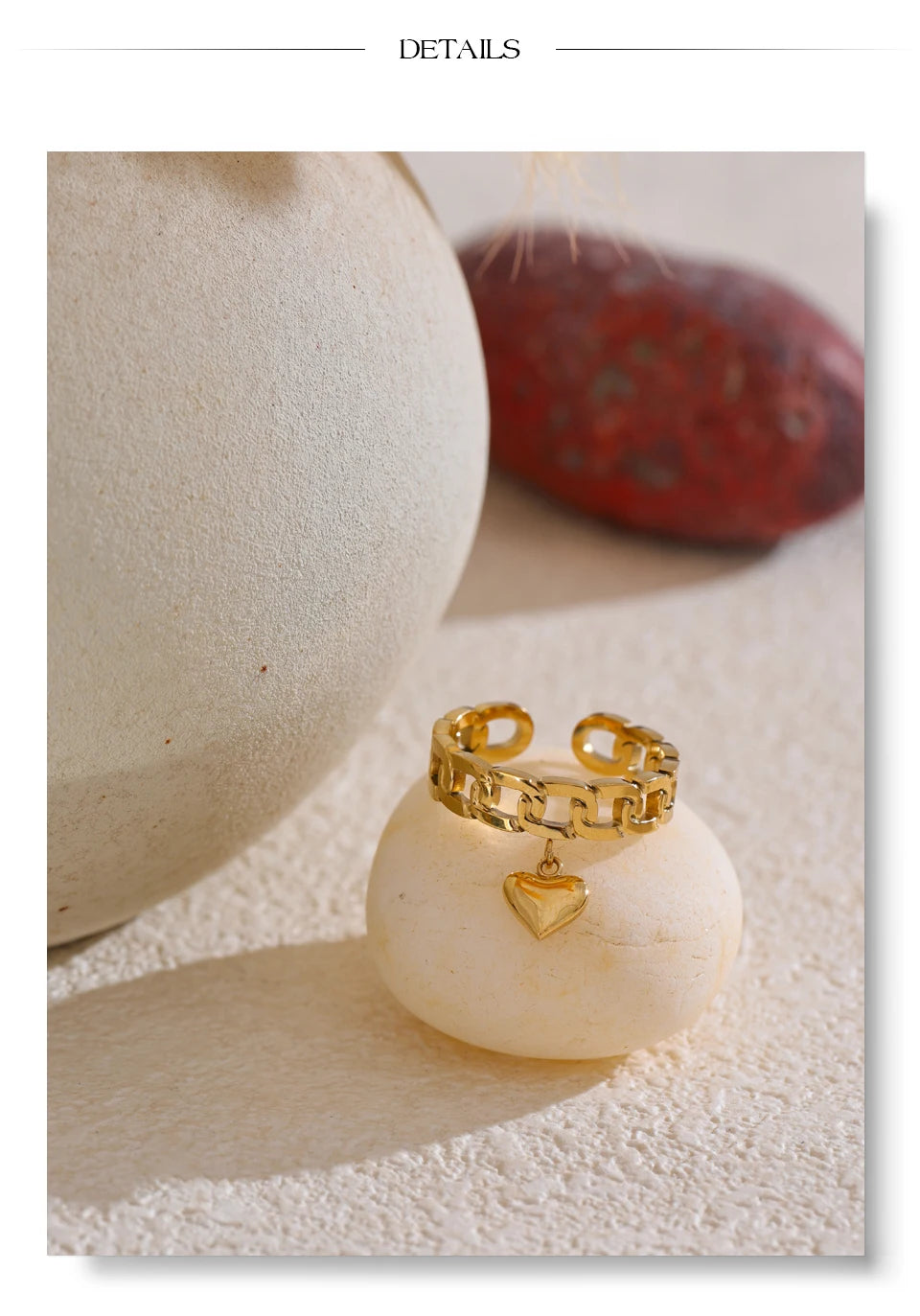 Romantic Heart Gold Ring