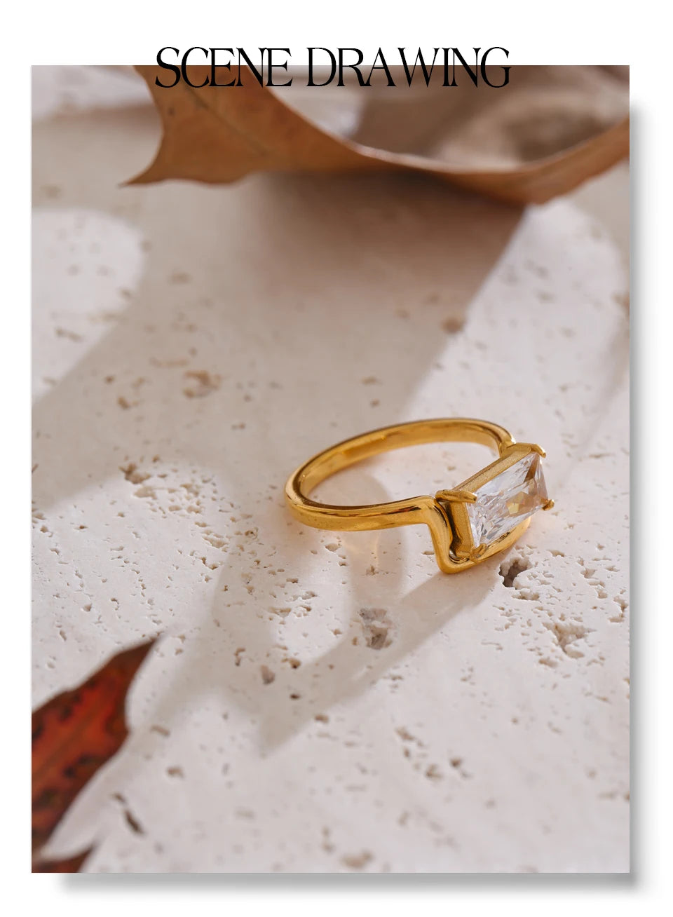 Emerald Cut Crystal Ring