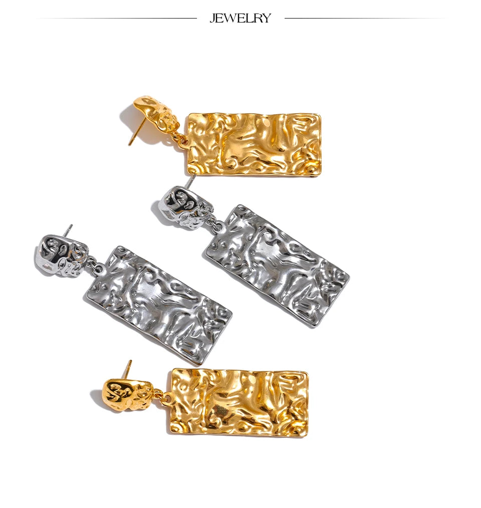 Textured Rectangle Drop Earrings