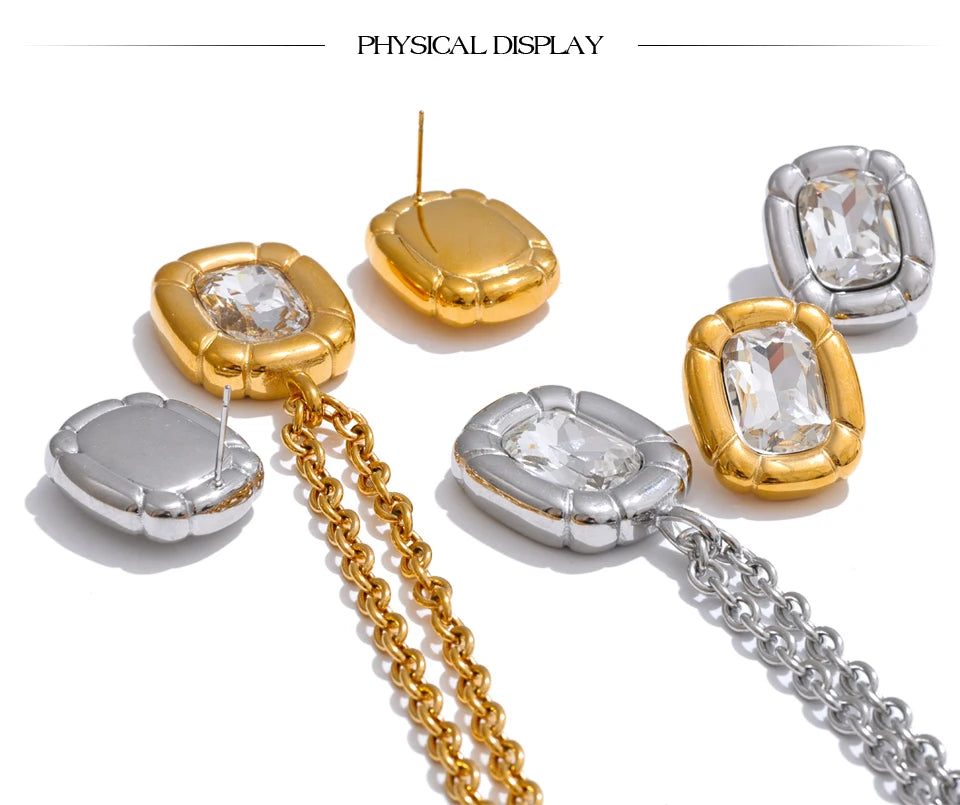 Framed Crystal Necklace &amp; Stud Set