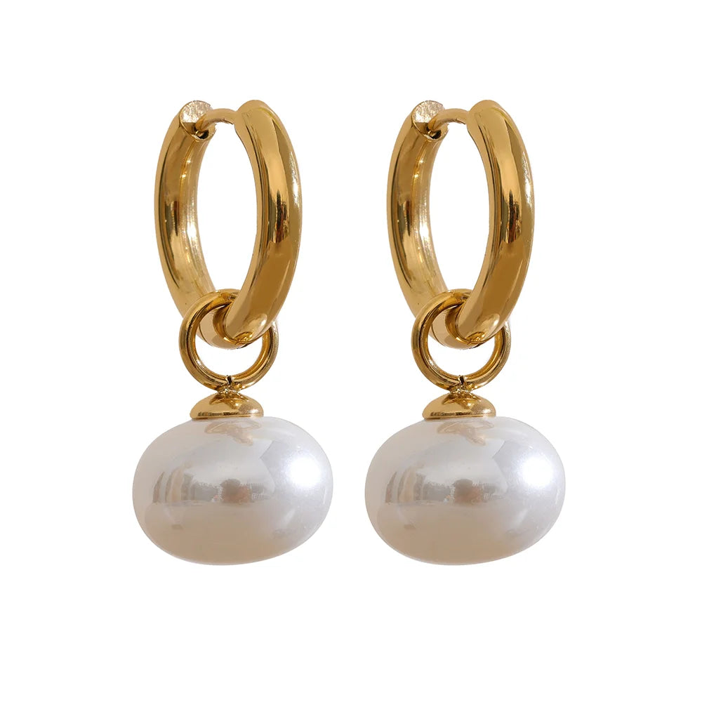 Elegant Pearl Hoop Earrings