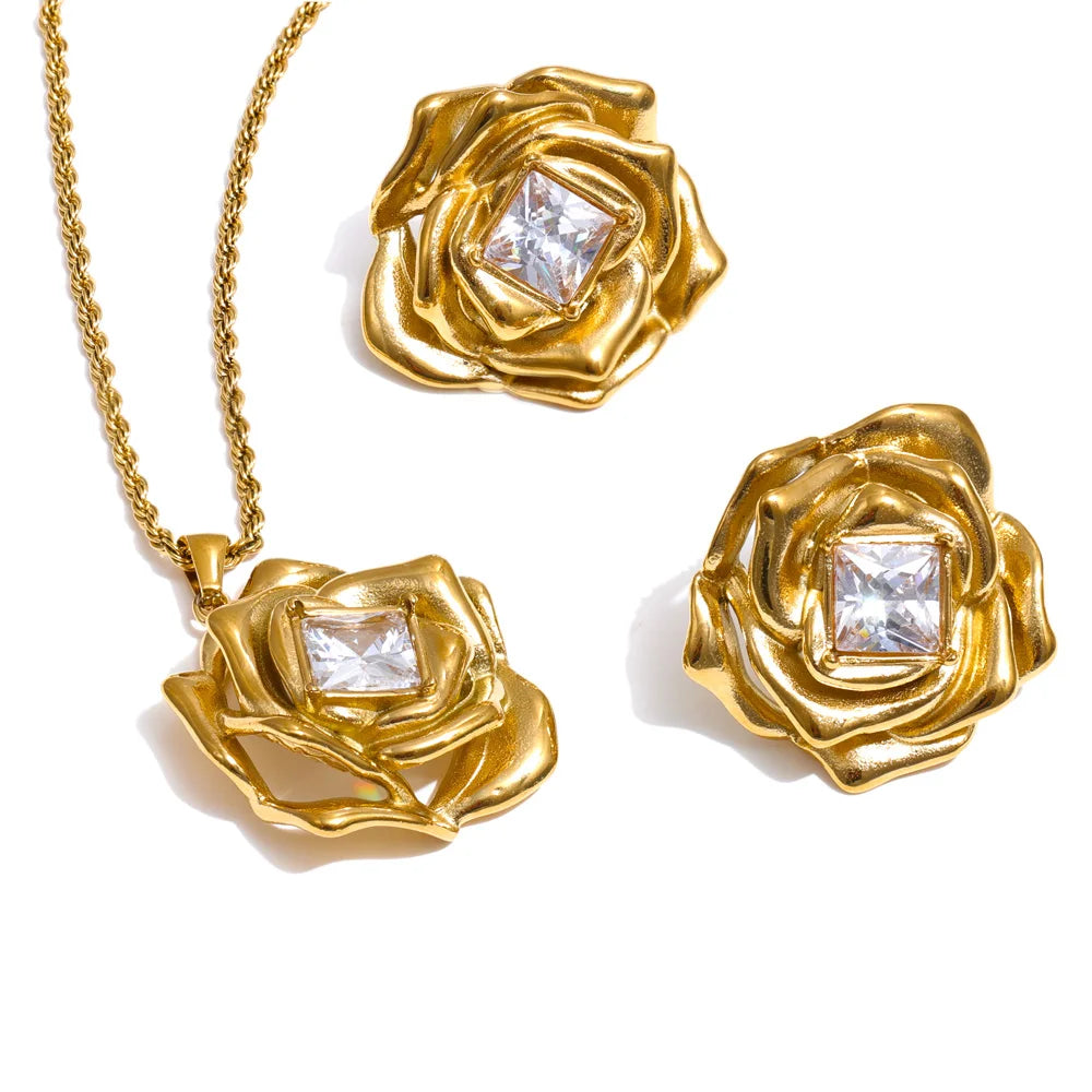 Rose Crystal Jewelry Set