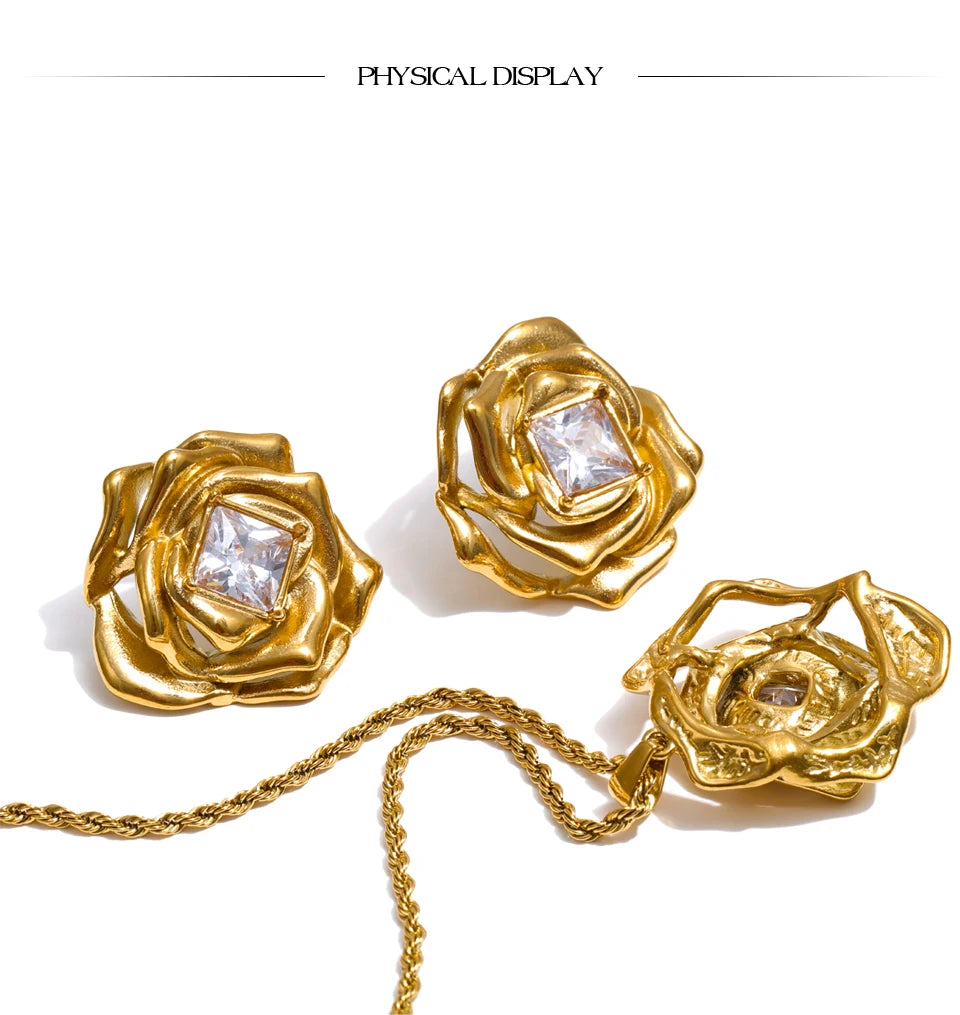 Rose Crystal Jewelry Set