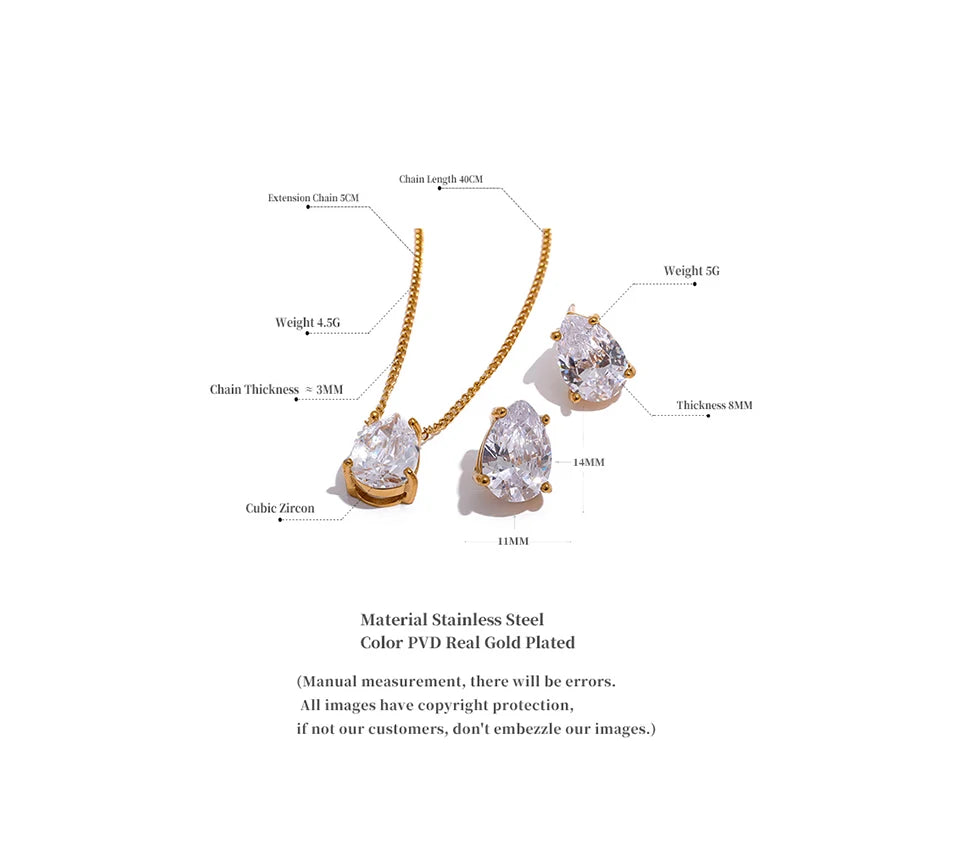 Golden Zirconia Jewelry Set (Necklace + Earrings)