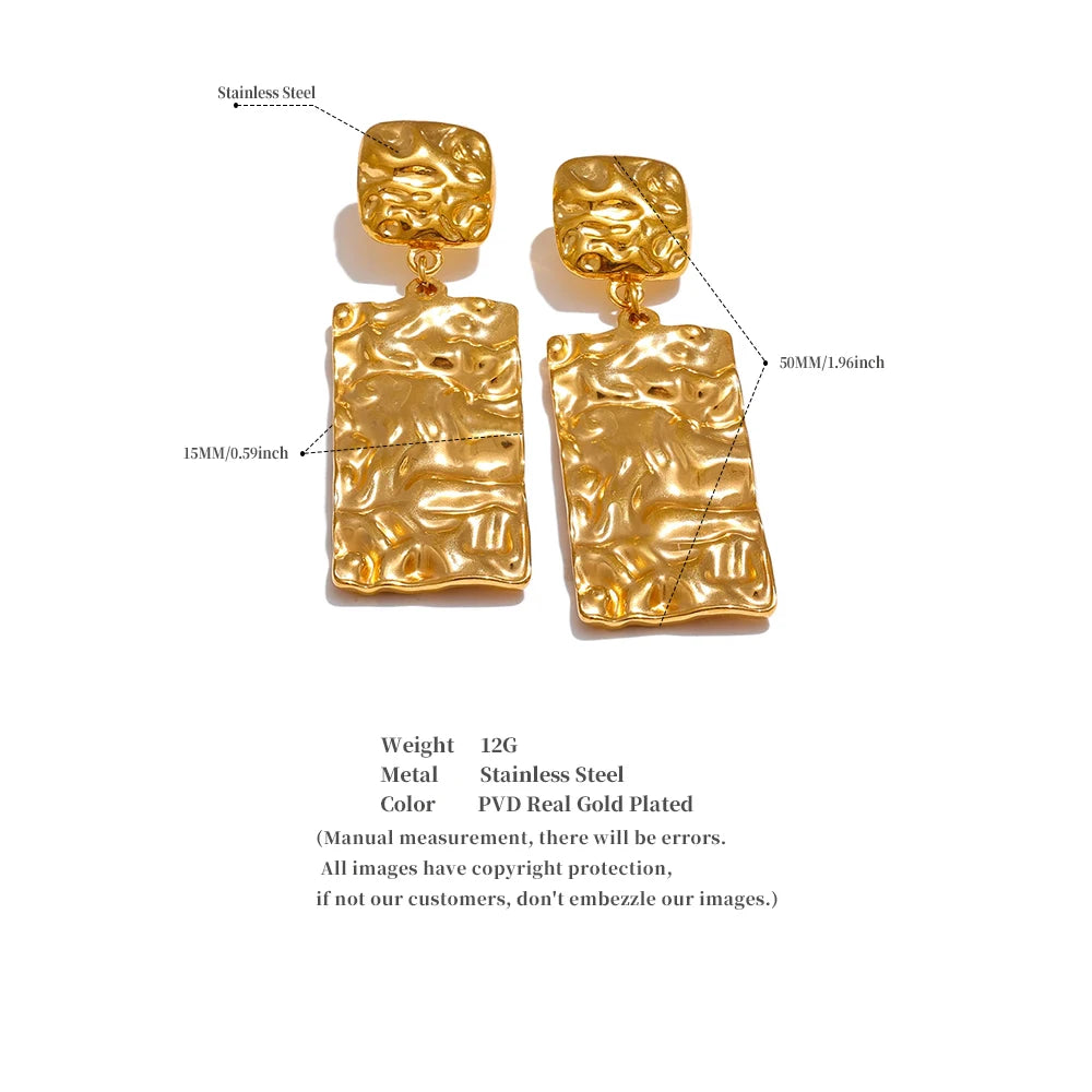 Textured Rectangle Drop Earrings
