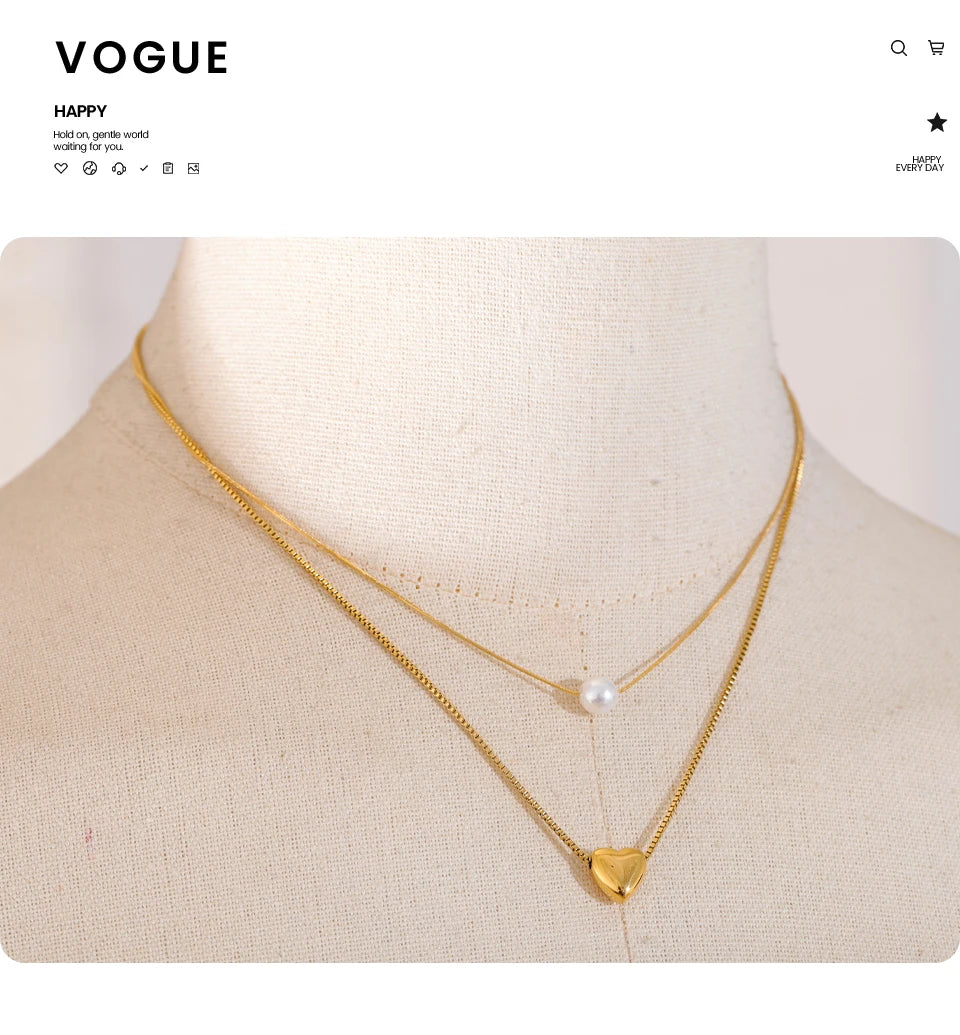 Heart & Pearl Duo Necklace