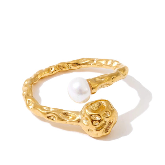 Hammer Pearl Adjustable Ring