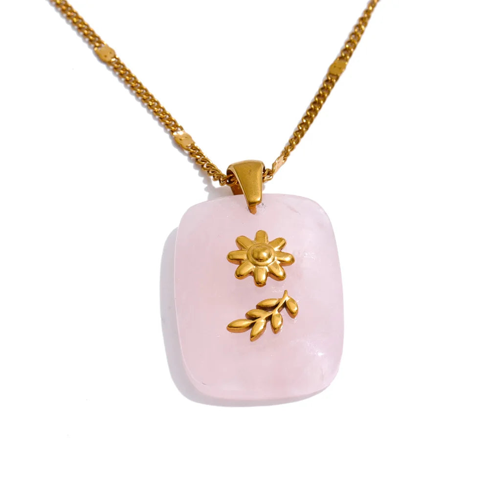 Pastel Stone Charm Necklace Set