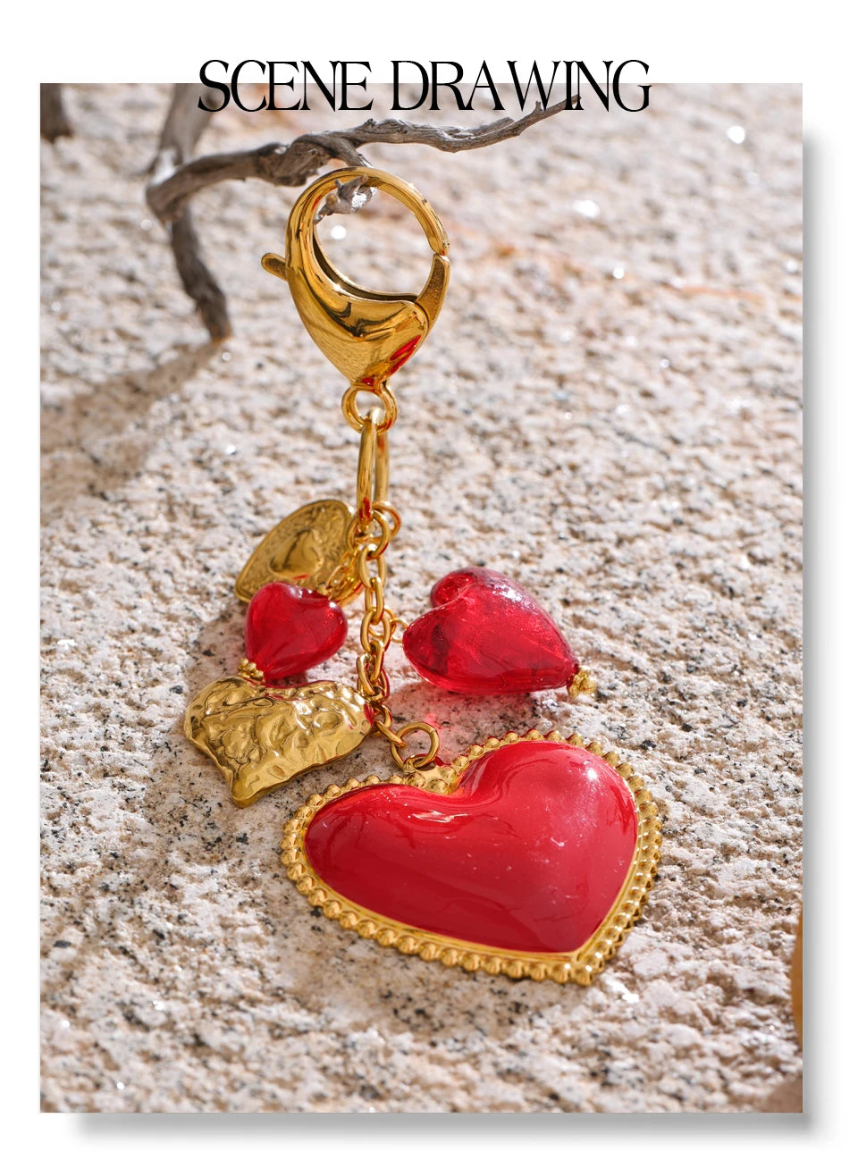 Red Glass Drop Key Chains
