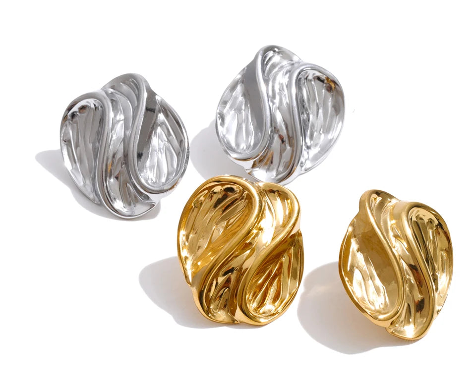 Elegant Sculpted Gold Earrings