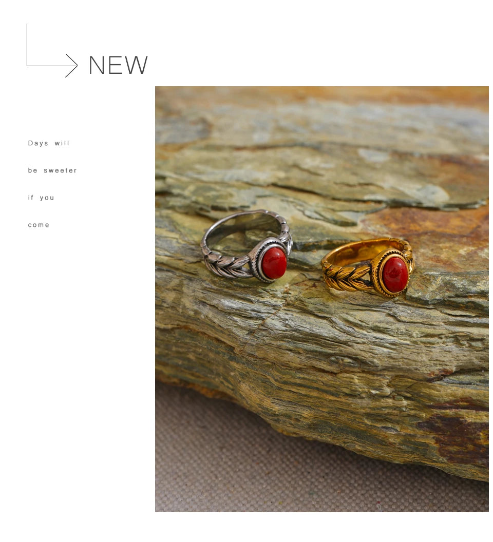Garnet-Inspired Oval Ring
