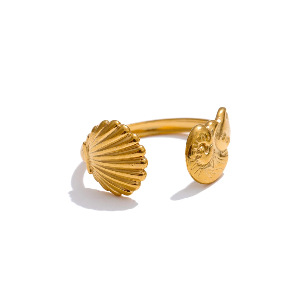 Adjustable Shell Open Ring