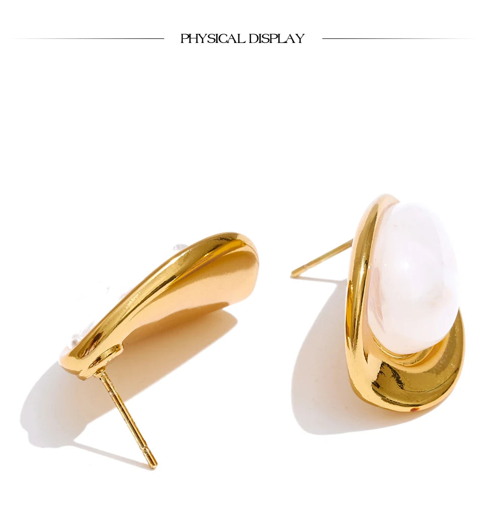 Golden Oval Glow Earrings