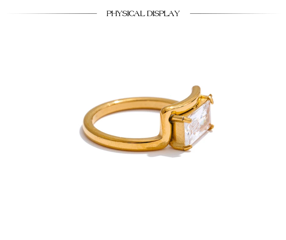 Emerald Cut Crystal Ring