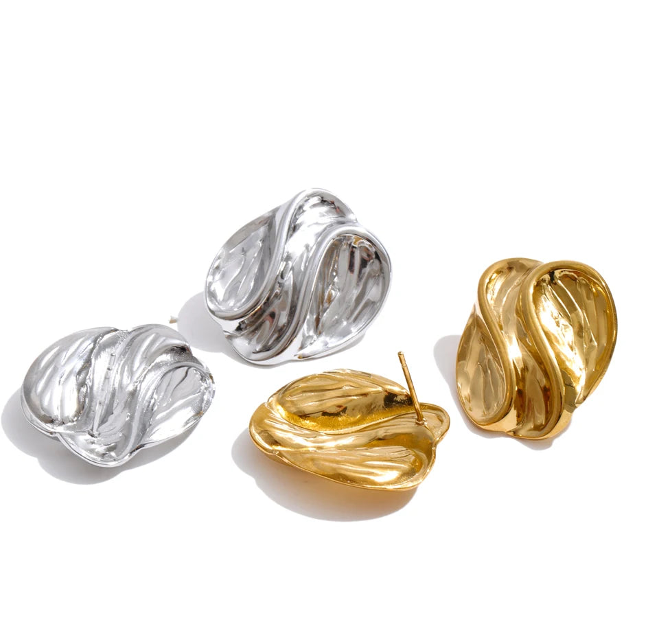 Elegant Sculpted Gold Earrings