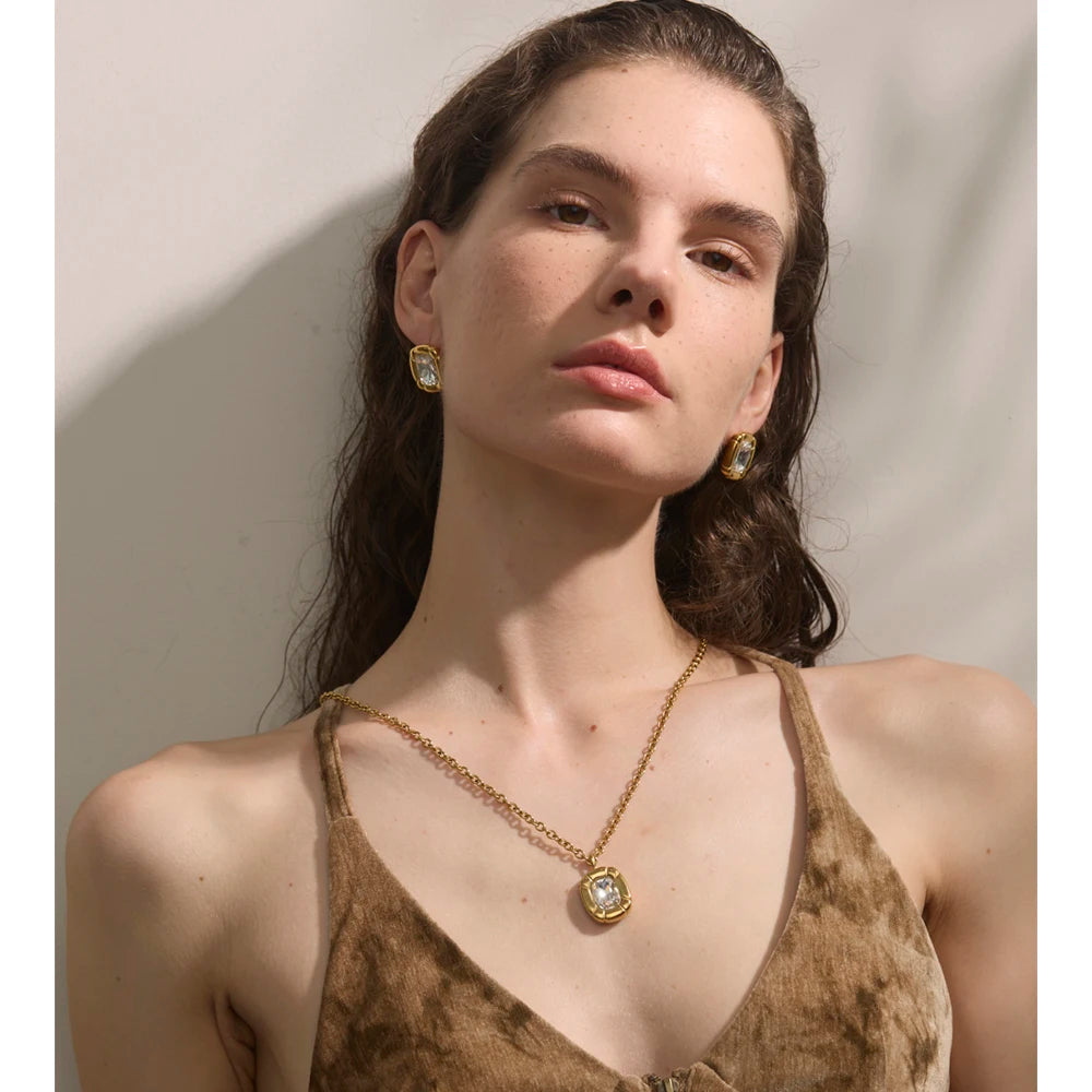 Framed Crystal Necklace &amp; Stud Set