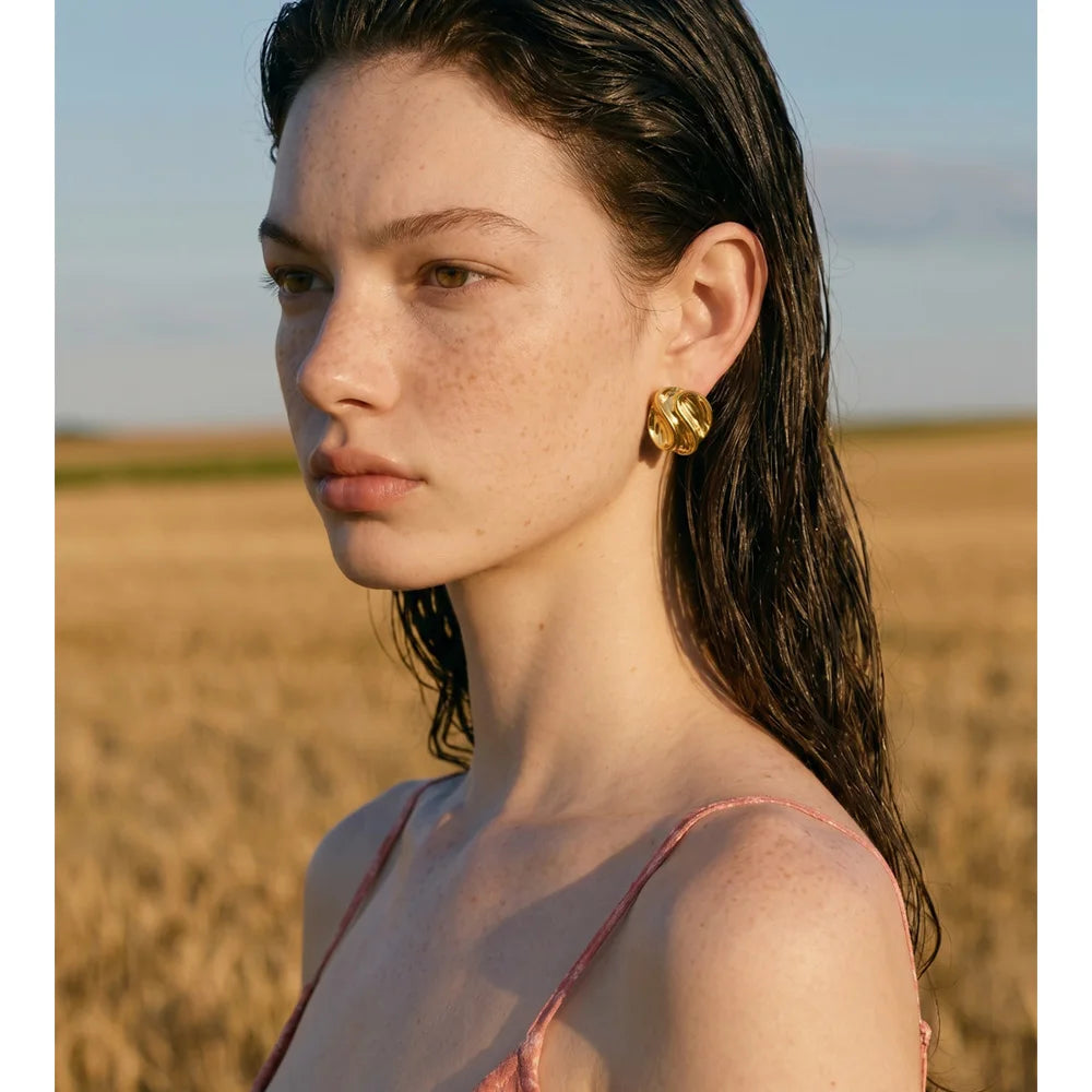 Elegant Sculpted Gold Earrings
