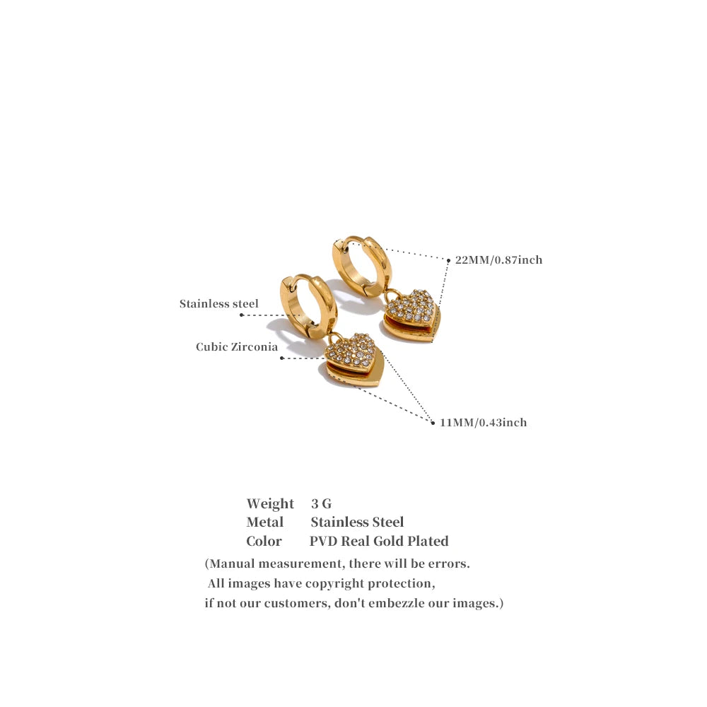 Golden Heart Drop Earrings