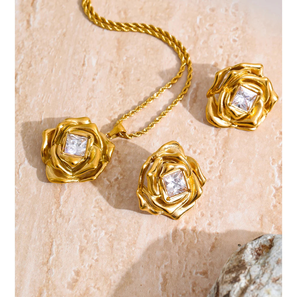 Rose Crystal Jewelry Set