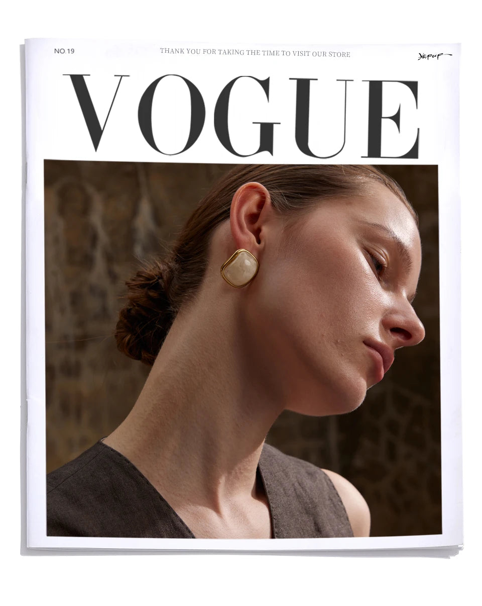 Golden Square Resin Stud Earrings