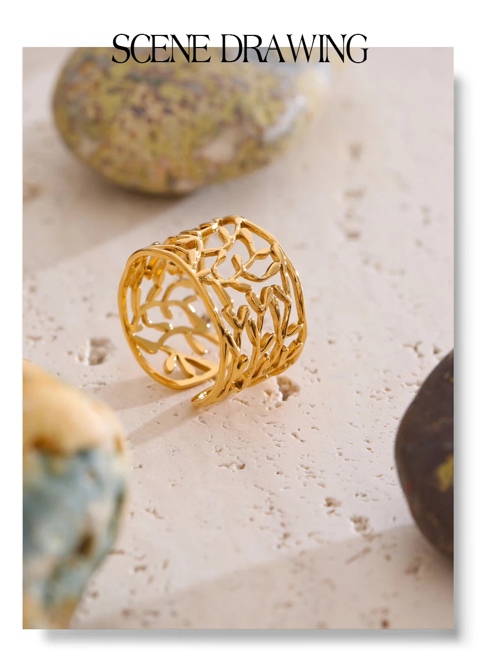 Golden Lace Statement Ring