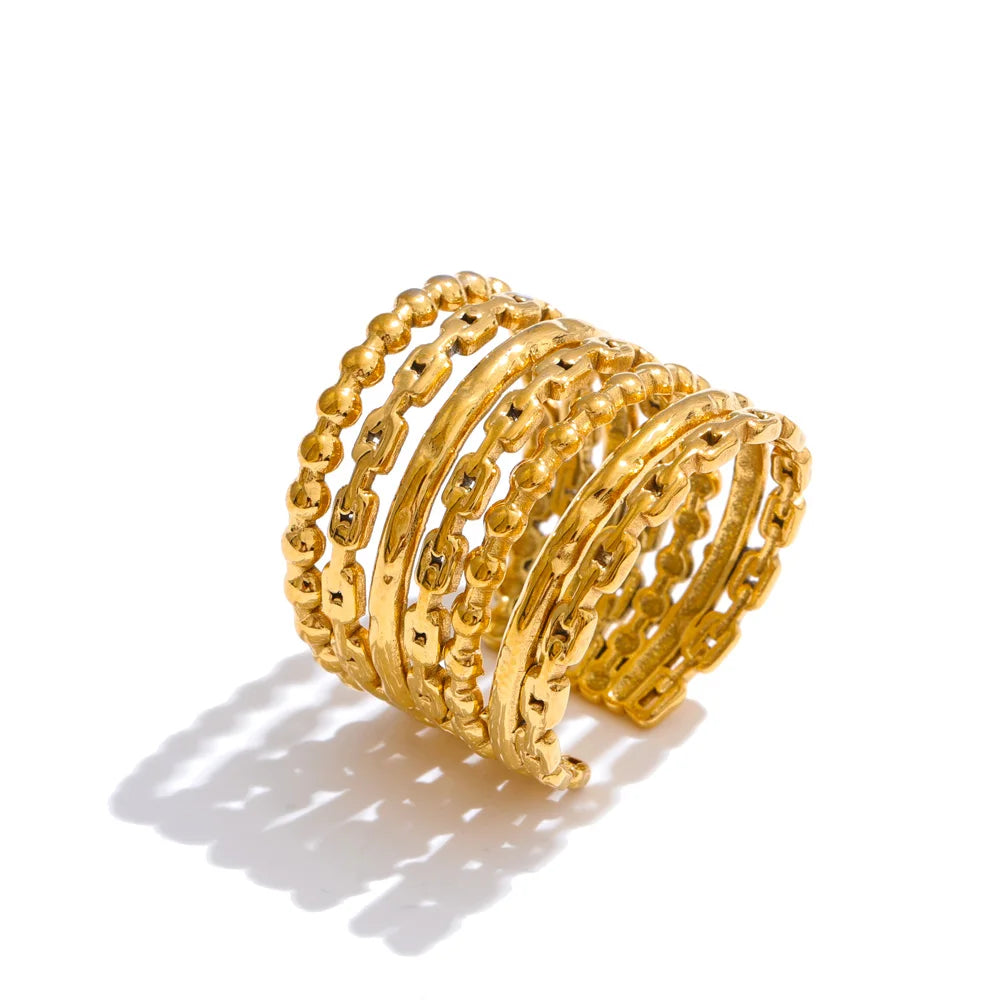 Wide Beaded Cuff Ring
