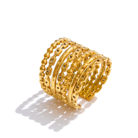 Wide Beaded Cuff Ring