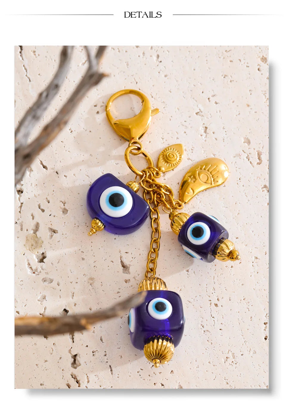 Blue Resin Square Eye Chain Pendant Key Chain