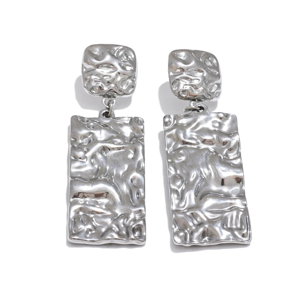 Textured Rectangle Drop Earrings